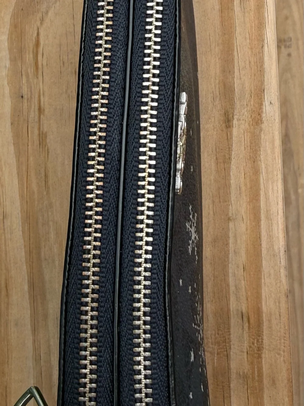 Coach Corner Zip Wristlet Black Signature Snowflake Star Print H2081